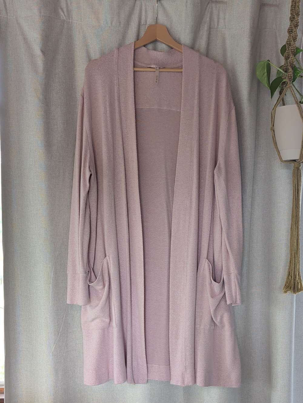 SOMA Dusty Rose Open-Front Long Cardigan with Pockets